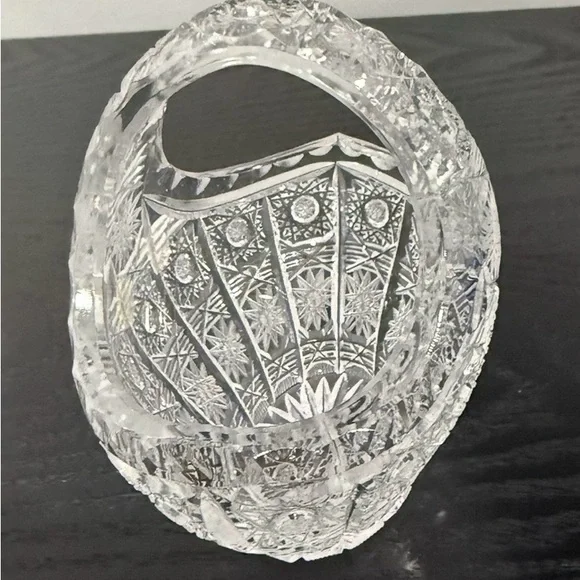 Bohemian Crystal Basket Vase